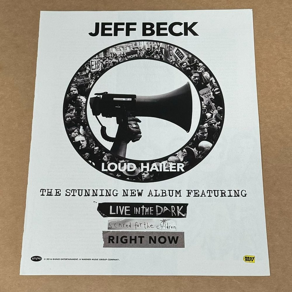 JEFF BECK - LOUD HAILER - 2016 Promo Print Ad